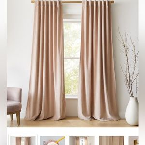 NWT West Elm! Velvet curtains in Dusty blush; size 48x108.